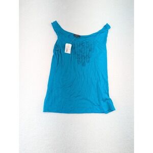 NWT‎ GNW Bra Friendly Blue Ruffled Front Tank Top L